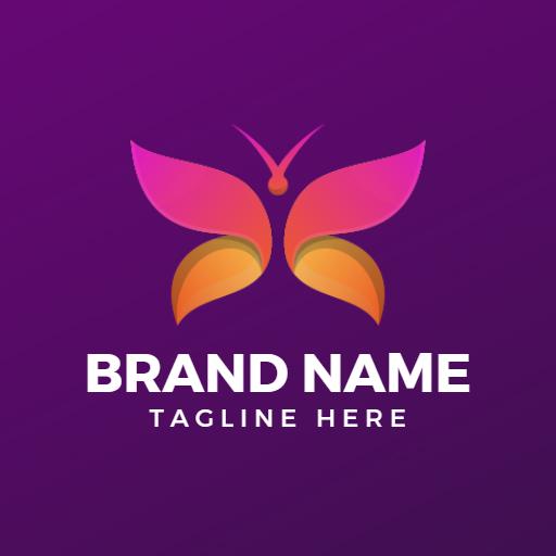 Vibrant Pink and Orange Gradient Butterfly Design Logo Template