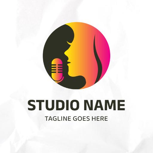 Vibrant Pink and Orange Music Studio Emphasizing Vocal Talent Logo Template