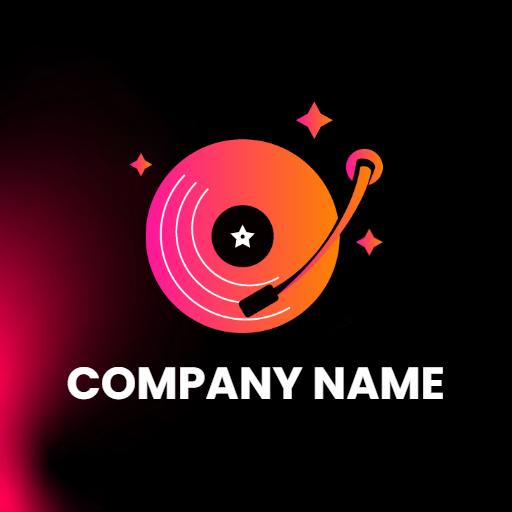 Vibrant Pink and Orange Vinyl Record Design for Music Logo Template