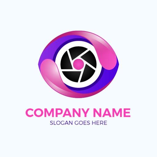 Vibrant Pink and Purple 3D Eye Logo for Creative Vision Template