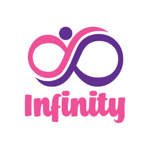 Vibrant Pink and Purple Infinity Symbol Representing Eternity Logo Template