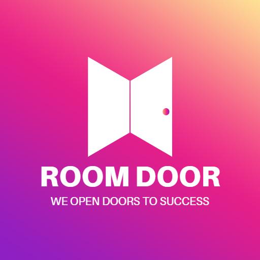 Vibrant Pink and Purple Room Door Symbolizing Opportunities Logo Template