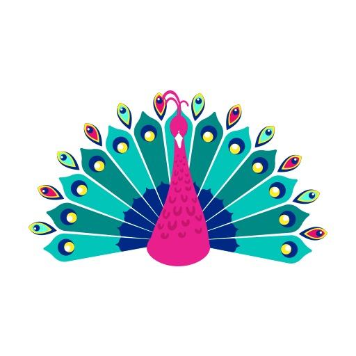 Vibrant Pink and Turquoise Peacock Design Showcasing Elegance Logo Template