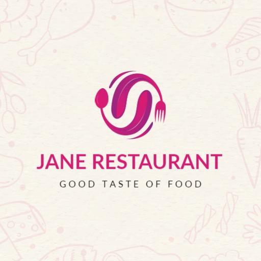 Vibrant Pink and White Culinary Art with Gradient Design Logo Template