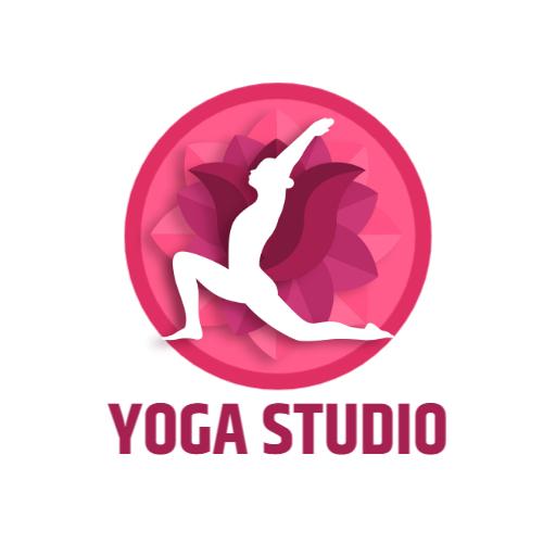 Vibrant Pink and White Design Emphasizing Yoga Studio Logo Template