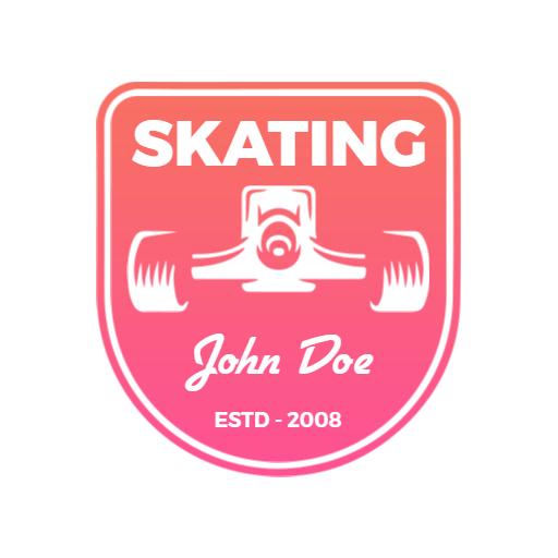 Vibrant Pink and White Skating Badge Design Logo Template