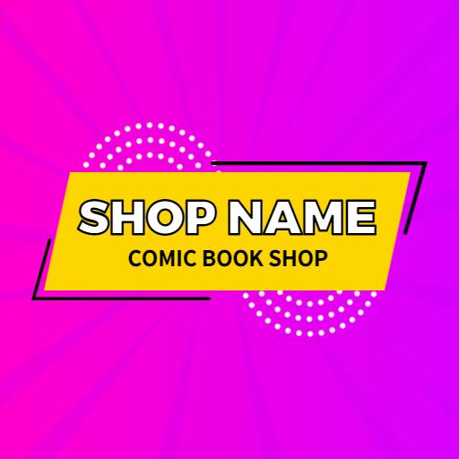 Vibrant Pink and Yellow Theme for Comic Book Shop Logo Template