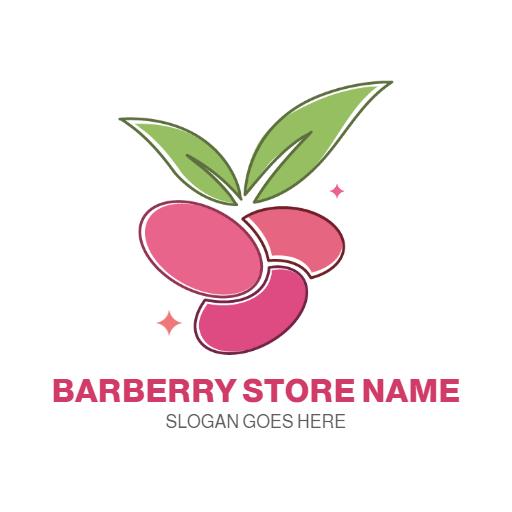 Vibrant Pink Barberry Fruit Design for Fresh Produce Logo Template