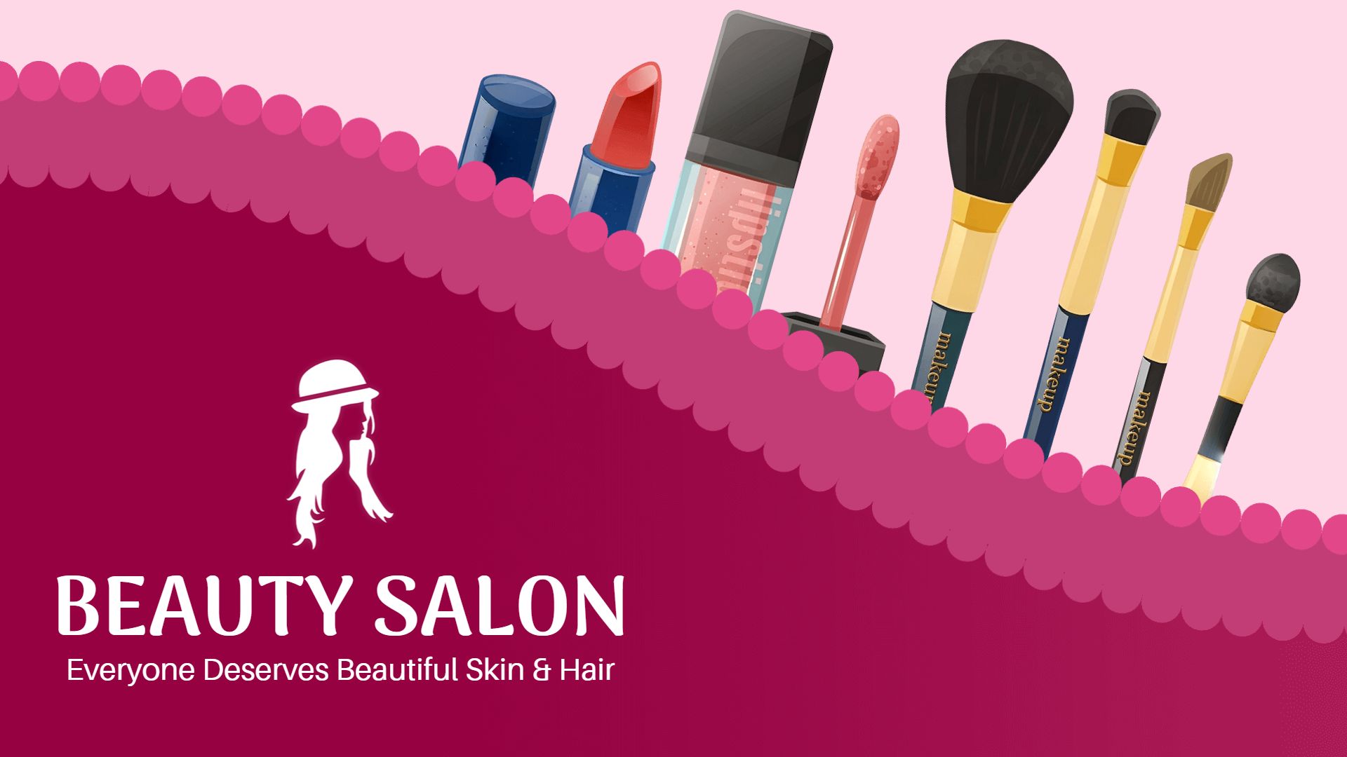 Vibrant Pink Beauty Salon Services Promotion Presentation Template