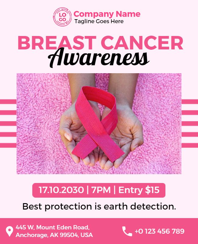 Vibrant Pink Breast Cancer Awareness Event Poster Template