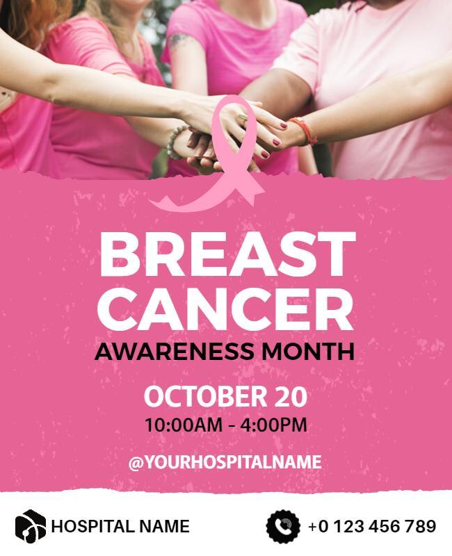 Vibrant Pink Breast Cancer Awareness Month Event Poster Template
