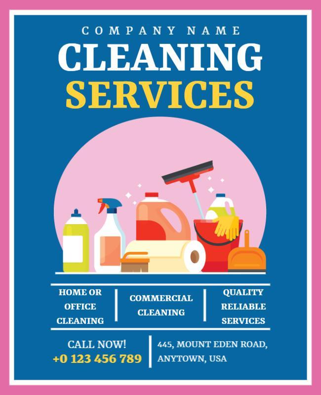 Vibrant Pink Cleaning Services Promotional Poster Template