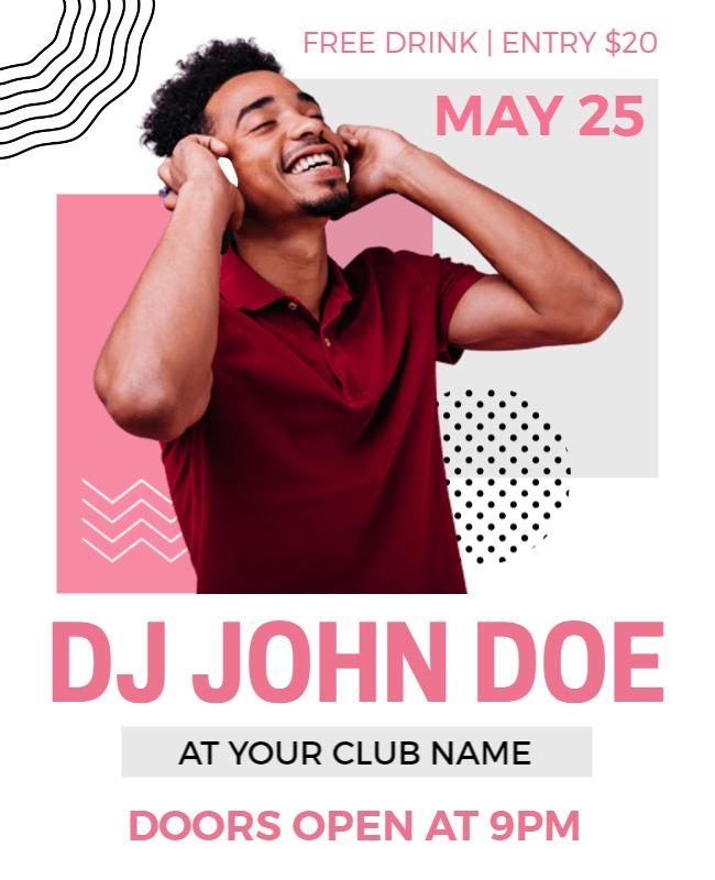 Vibrant Pink DJ Music Event Night Out Poster Template