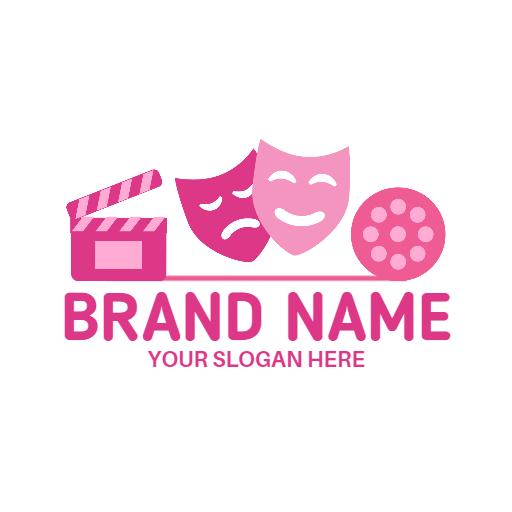 Vibrant Pink Drama Elements Uniting Theatrical Arts Logo Template
