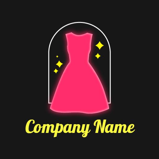 Vibrant Pink Dress Design Showcasing Neon Fashion Logo Template