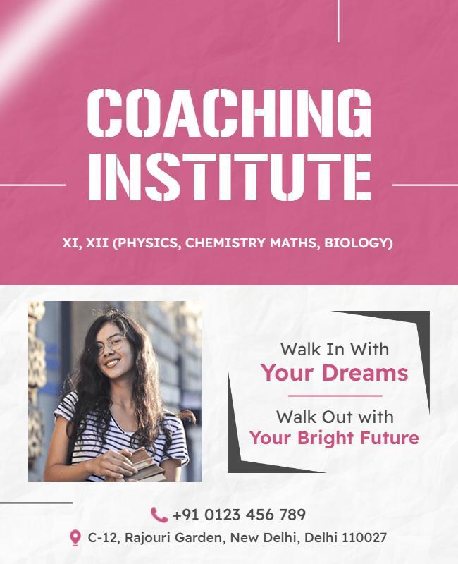 Vibrant Pink Educational Coaching Institute Poster Template