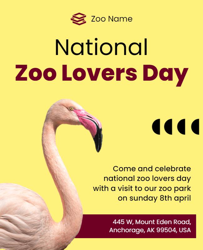 Vibrant Pink Flamingo Celebration for Zoo Lovers Day Poster Template