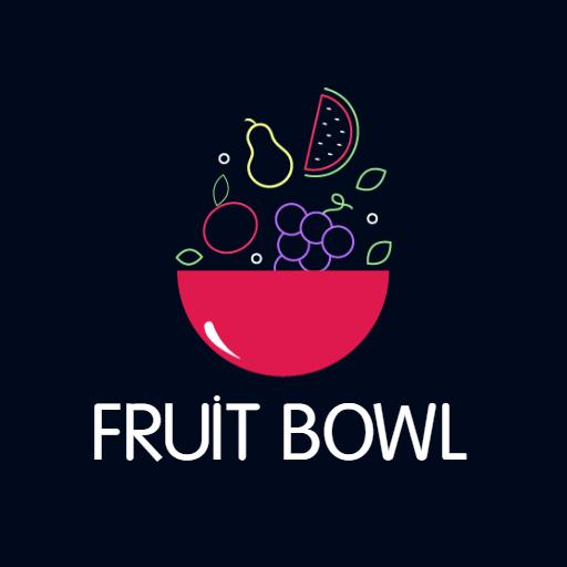 Vibrant Pink Fruit Bowl Design Featuring Fresh Fruits Logo Template