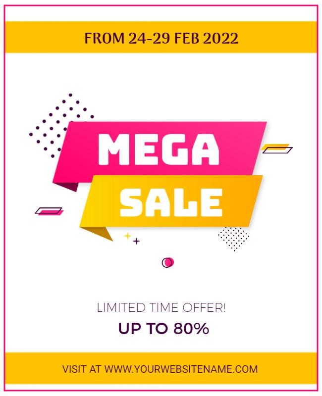 Vibrant Pink Geometric Mega Sale Promotional Poster Template