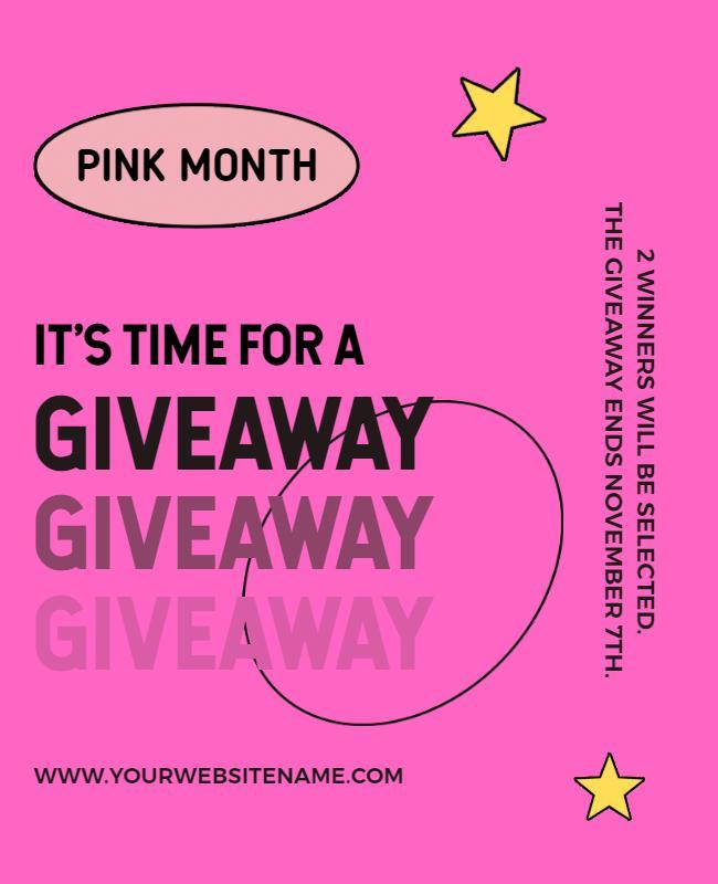 Vibrant Pink Giveaway Announcement with Stars Poster Template
