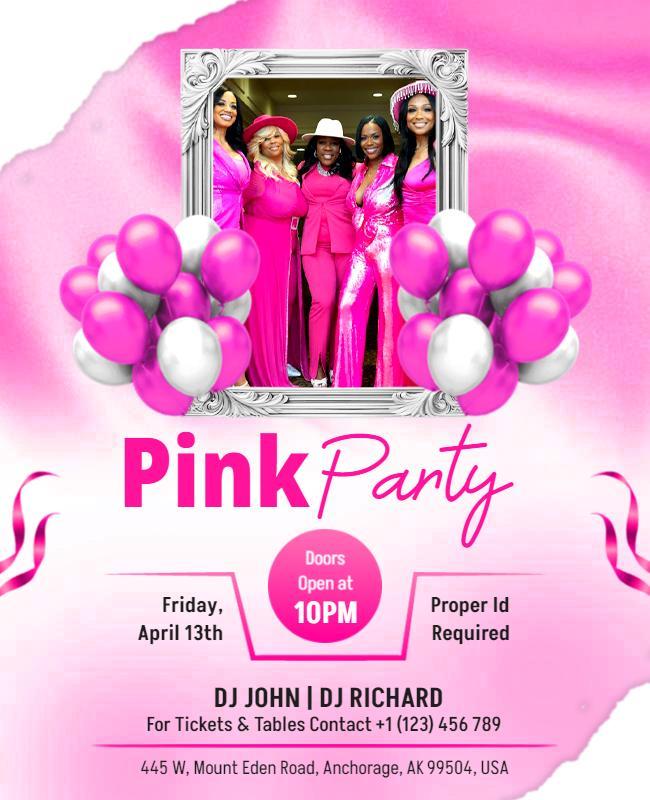 Vibrant Pink Glamourous Party Celebration Poster Template