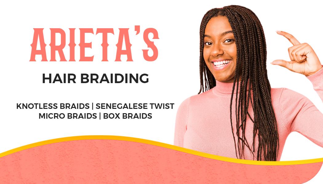 Vibrant Pink Hair Braiding Services Business Card Template
