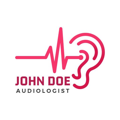 Vibrant Pink Hearing Icon Representing Doctor Audiologist Logo Template
