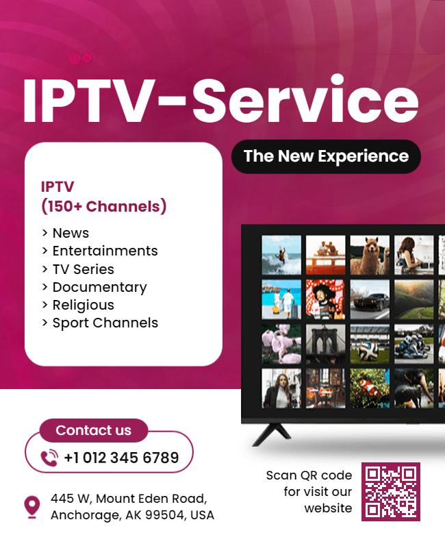 Vibrant Pink IPTV Service Promotion Poster Template