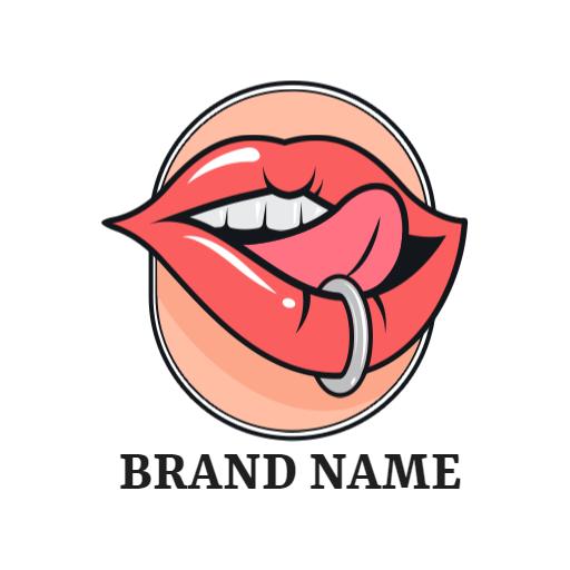 Vibrant Pink Lips with Piercing Highlighting Edgy Style Logo Template