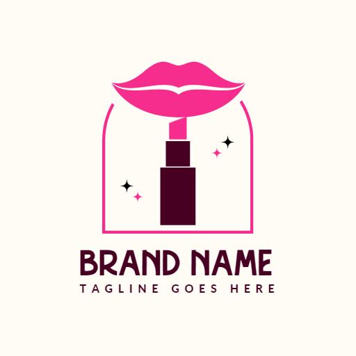 Vibrant Pink Lipstick Design for Glamorous Beauty Logo Template