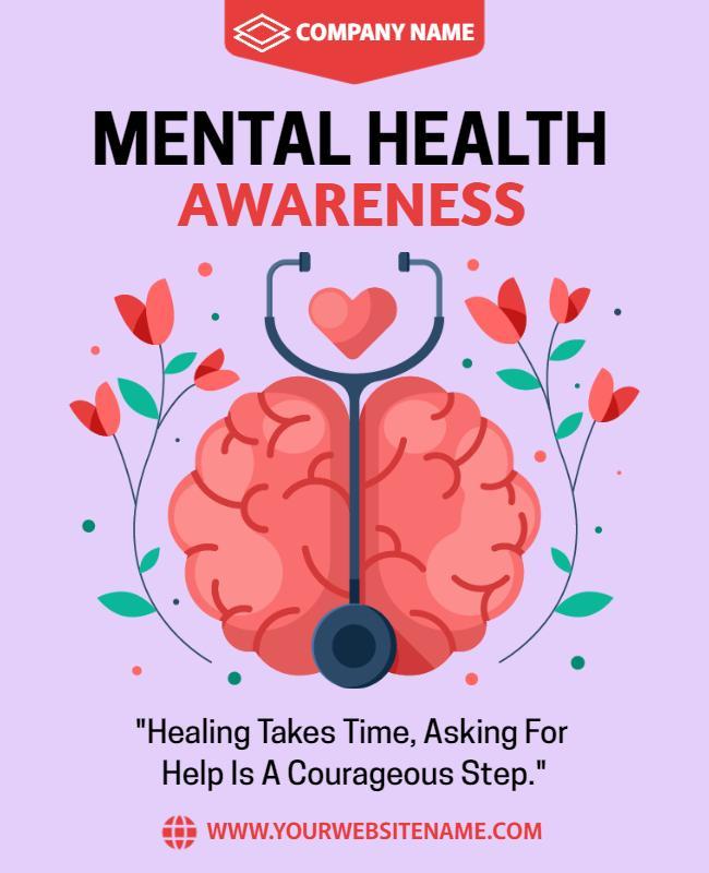 Vibrant Pink Mental Health Awareness Poster Template