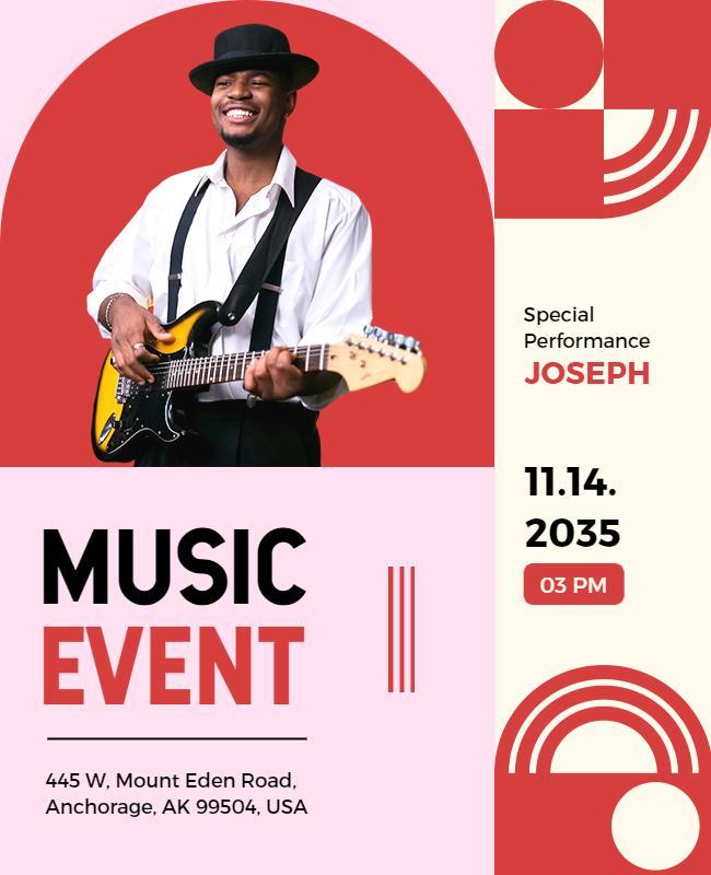 Vibrant Pink Music Event with Performer Poster Template