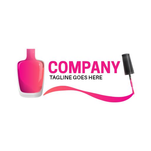 Vibrant Pink Nail Polish Bottle Showcasing Beauty Services Logo Template