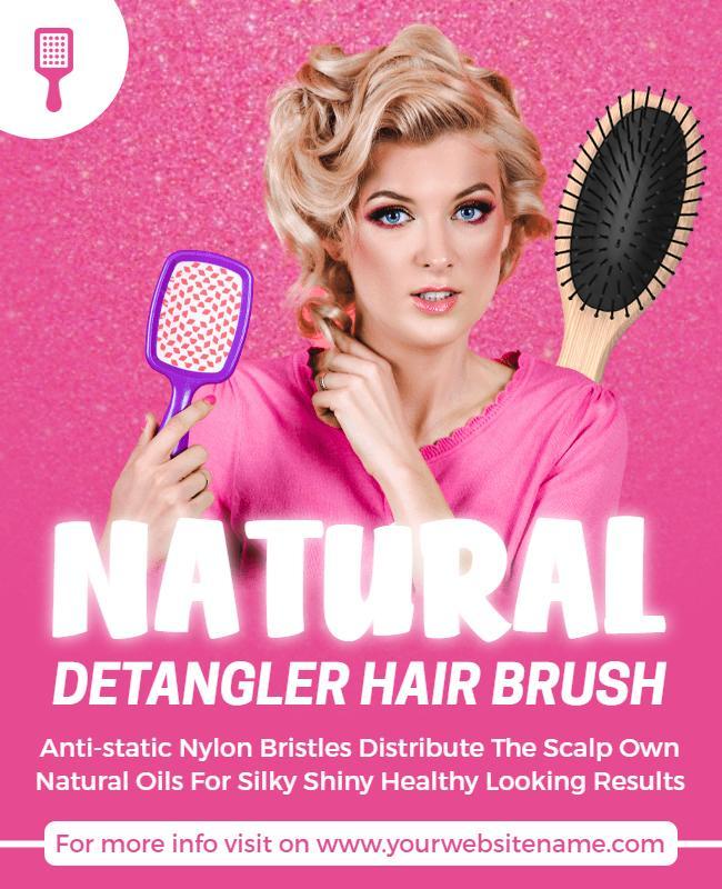 Vibrant Pink Natural Hair Detangler Brush Poster Template
