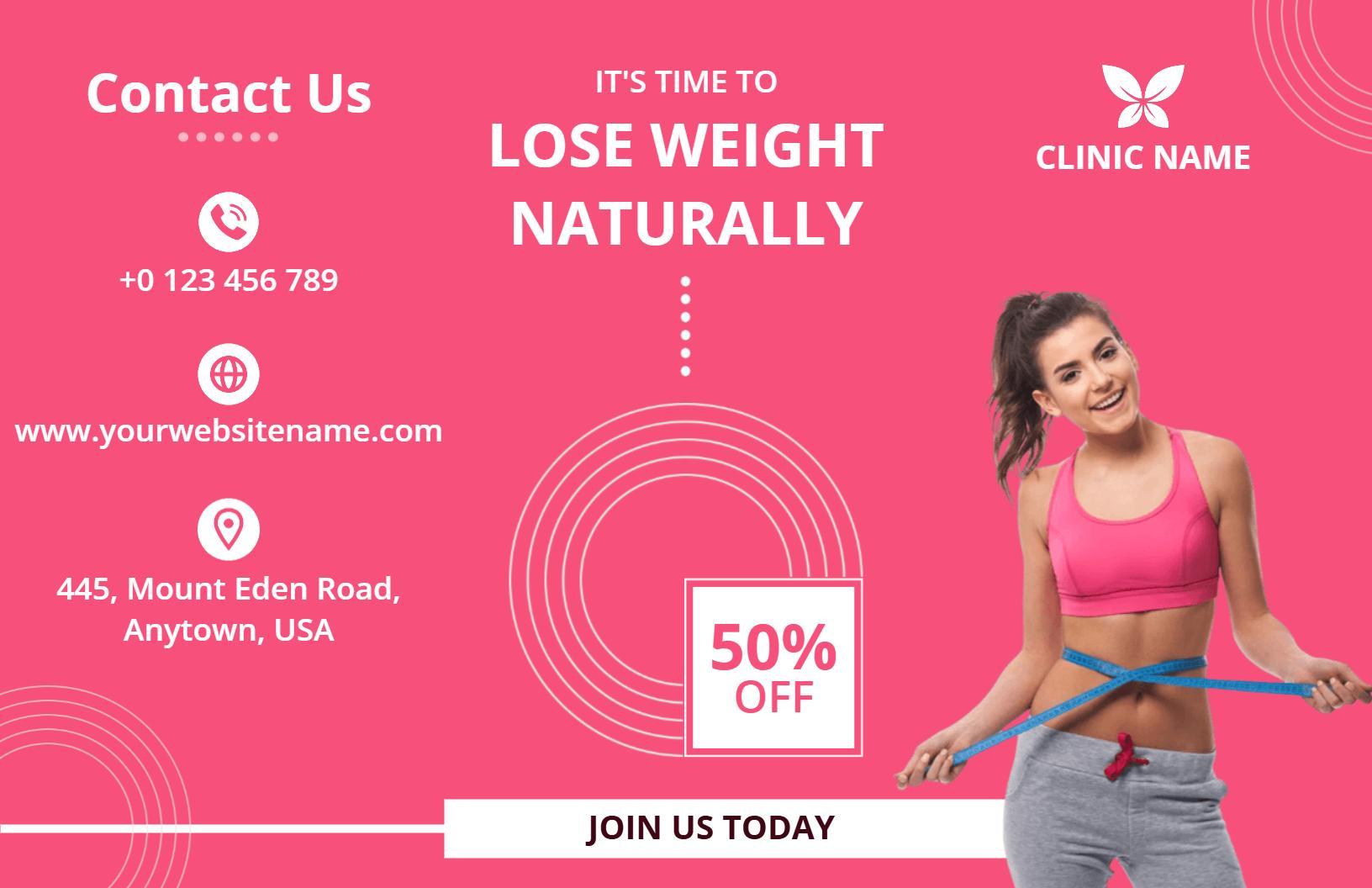 Vibrant Pink Natural Weight Loss Packages Diet Plan Brochure Template
