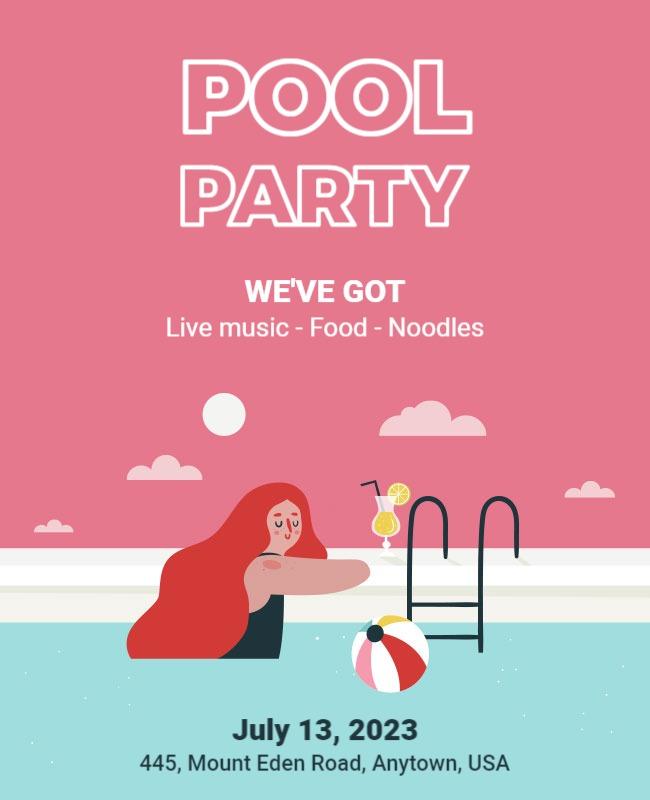 Vibrant Pink Summer Pool Party Celebration Poster Template