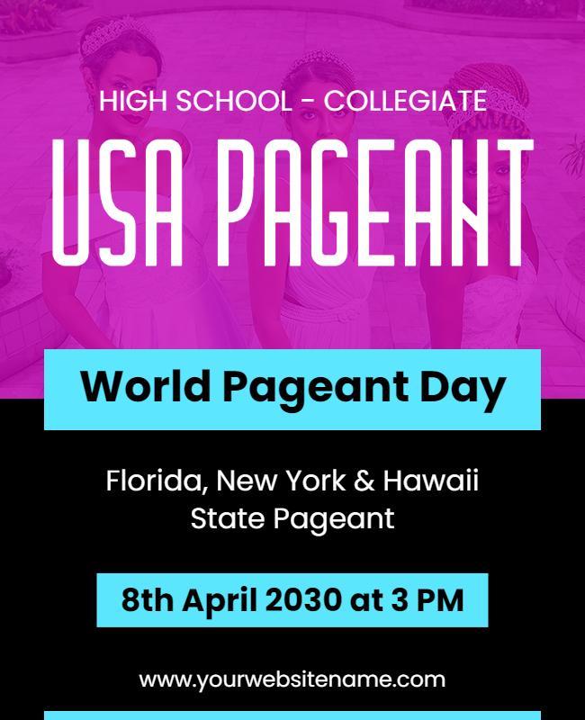 Vibrant Pink USA Pageant Celebration Event Poster Template