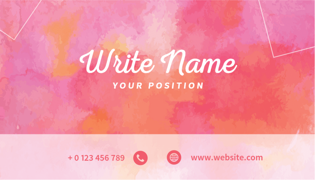 Vibrant Pink Watercolor Design for Creative Professional Business Card Template