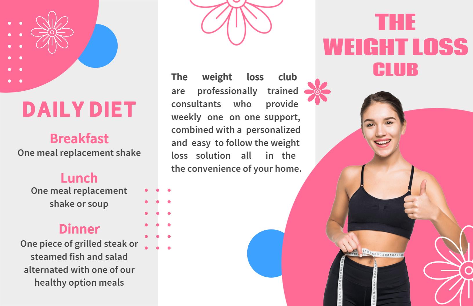 Vibrant Pink Weight Loss Diet and Fitness Program Brochure Template