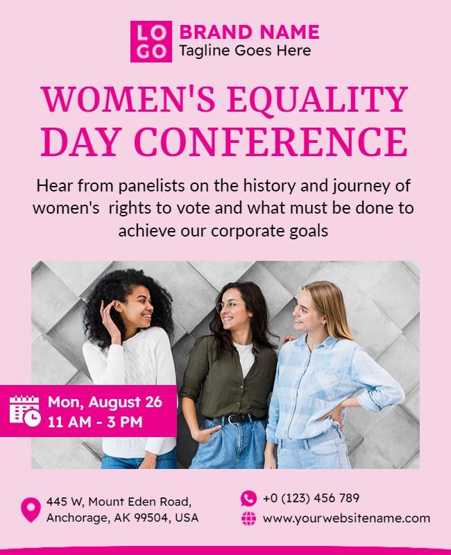 Vibrant Pink Women's Equality Day Conference Poster Template