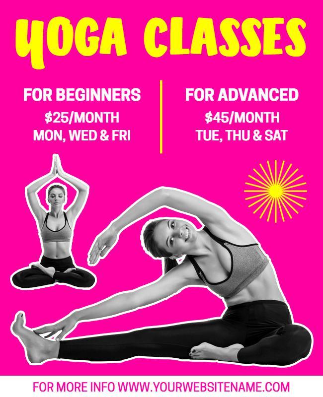 Vibrant Pink Yoga Classes Schedule Poster Template