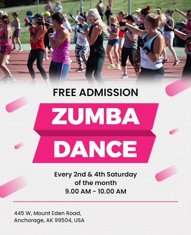 Vibrant Pink Zumba Dance Fitness Event Poster Template