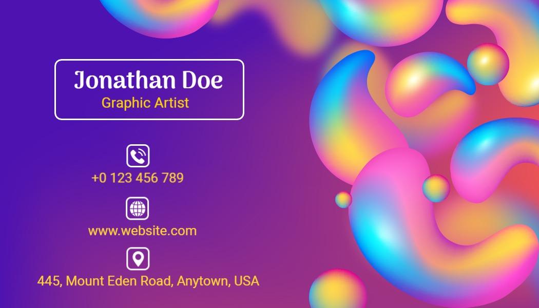 Vibrant Playful Abstract Graphic Artist Business Card Template