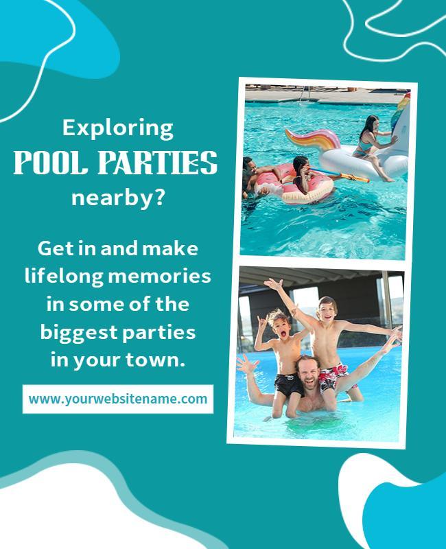 Vibrant Pool Party Fun Memories Celebration Poster Template