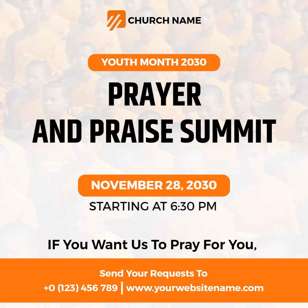 Vibrant Prayer and Praise Summit for Youth Month Event Ad Template