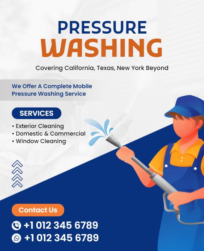 Vibrant Pressure Washing Service Promotional Poster Template