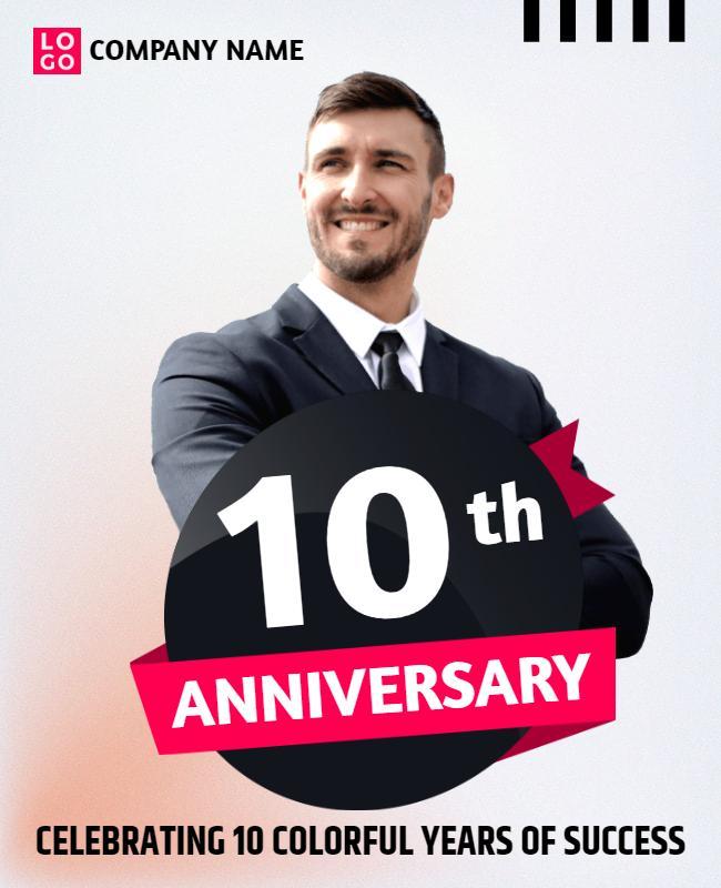 Vibrant Professional 10th Anniversary Celebration Poster Template