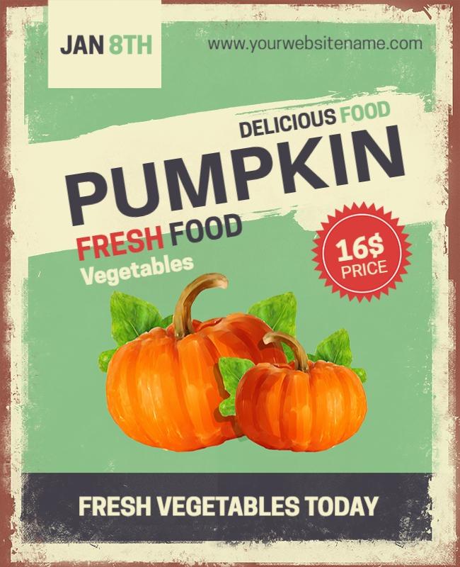 Vibrant Pumpkin Harvest Fresh Food Poster Template