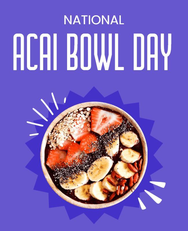 Vibrant Purple Acai Bowl Day Celebration Poster Template