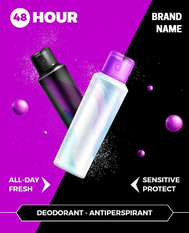 Vibrant Purple and Black Deodorant Antiperspirant Poster Template